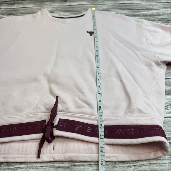 Under Armour Womens Charged Pullover Sweatshirt Pink Maroon L LG Large Tie Waist - Picture 10 of 13